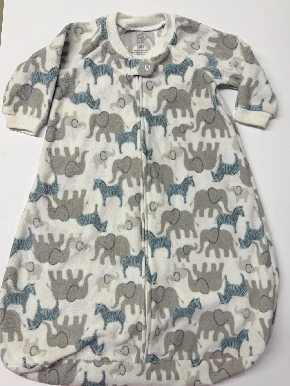 Kids Cozy Animal Print Fleece Sleep Sack - Blue & White